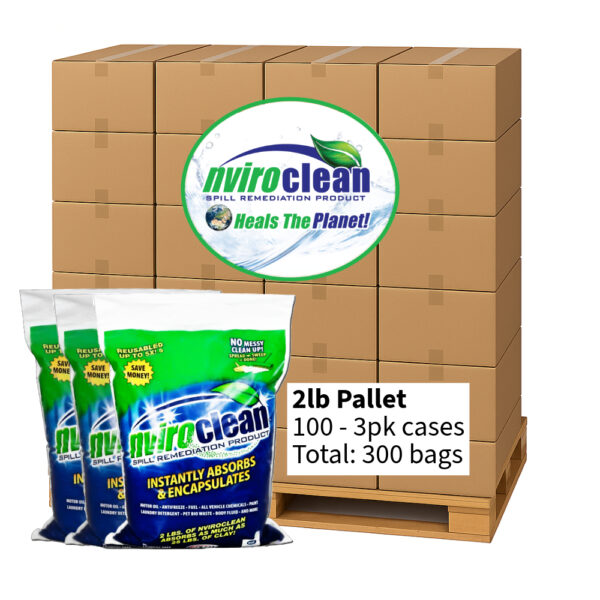 Universal Spill Cleanup Powder - for Solid Surfaces, 2LB Pallet (300 bags)